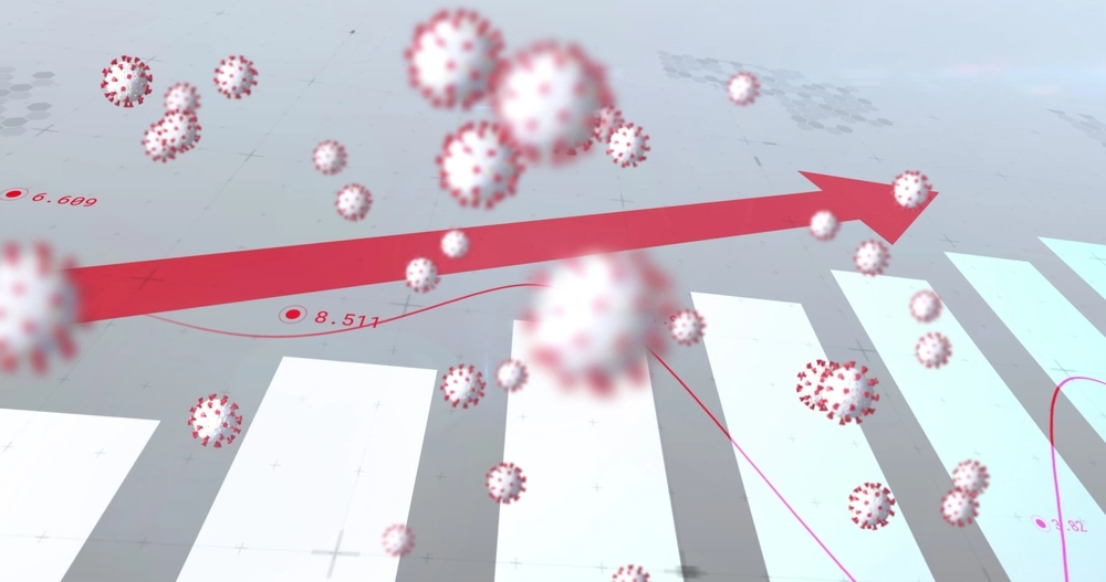 virus in rising statistics graphic